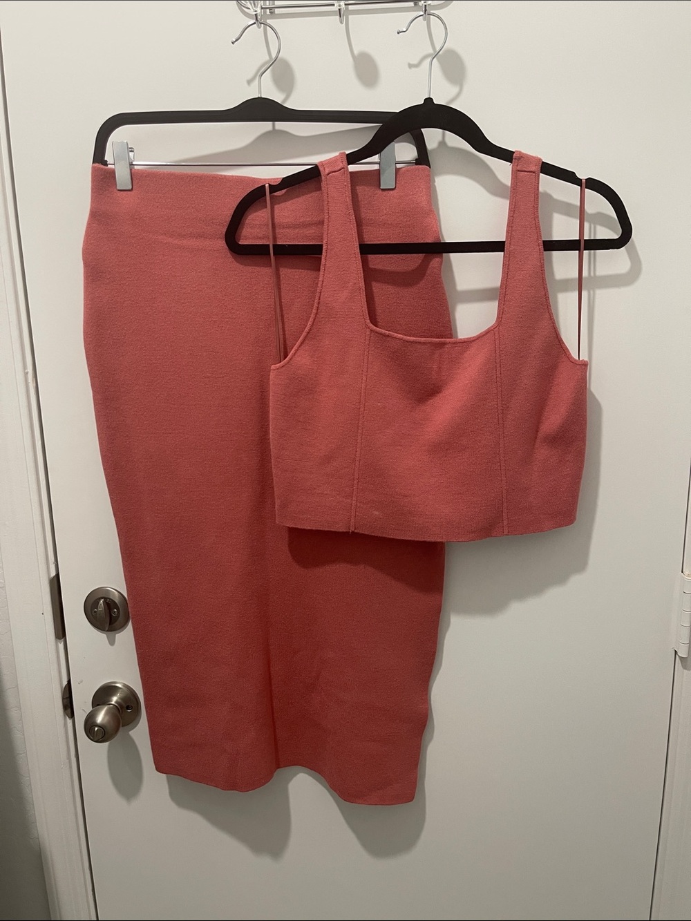 House of Harlow 1960 Coral Knit Two-Piece Skirt Set- Like New